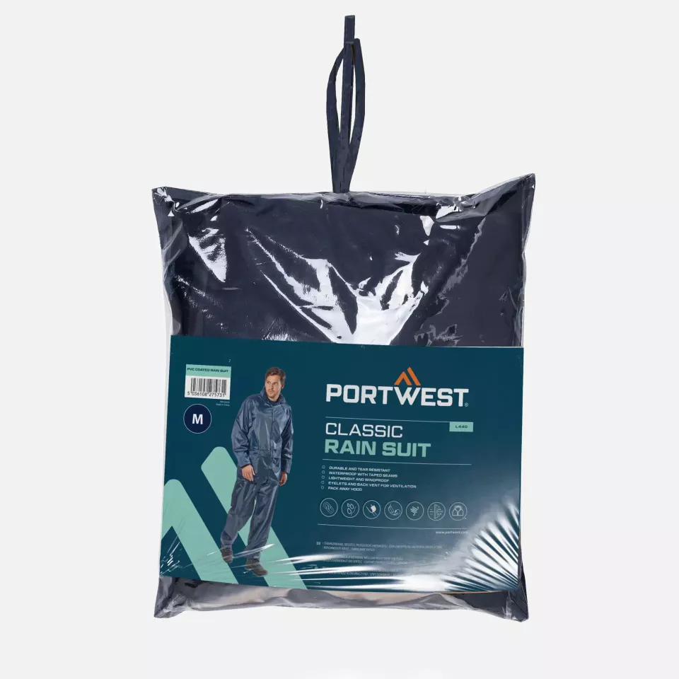 Portwest L440NAR, Essentials Rainsuit (2 Piece Suit), Navy, image 1, gallery thumbnail