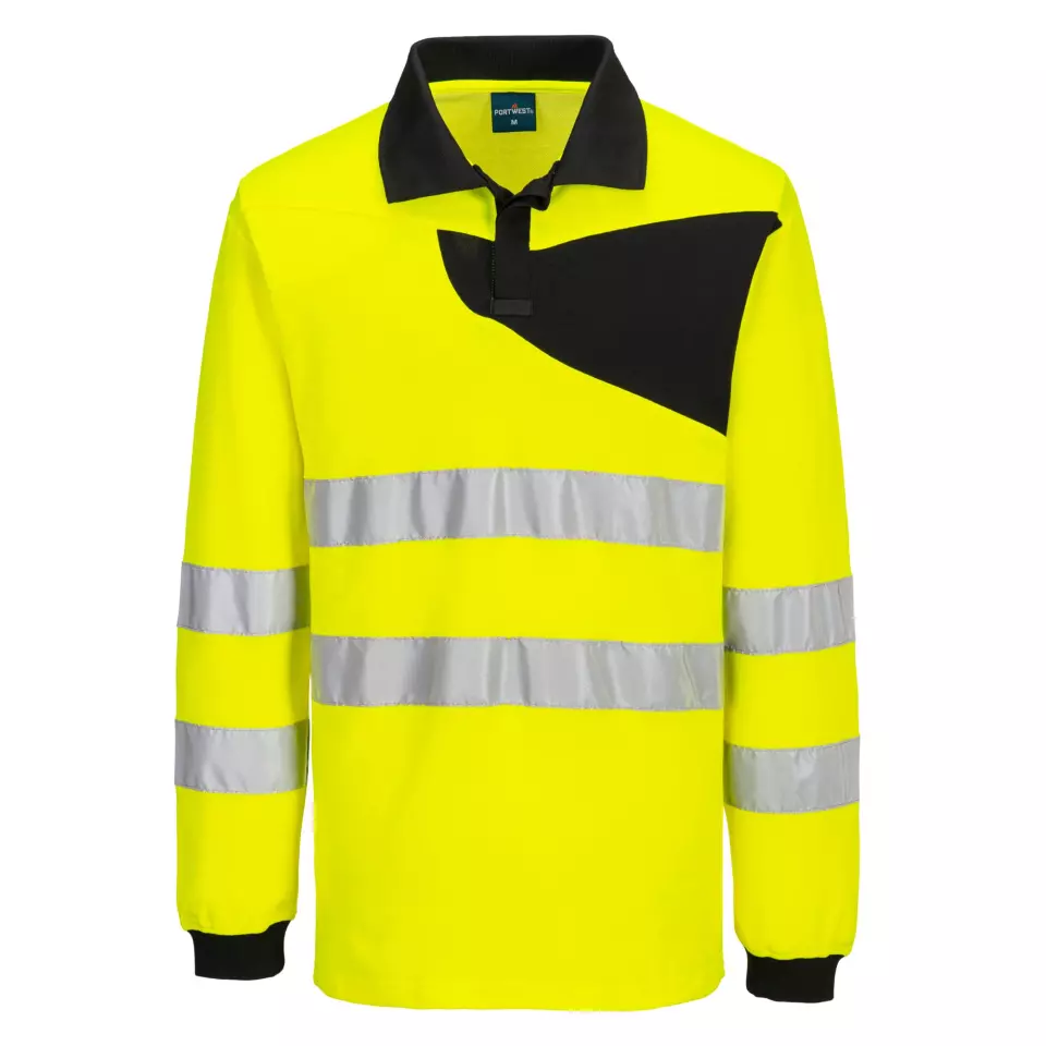 Portwest PW220YBR, PW2 Hi-Vis Polo Shirt L/S, Yellow/Black