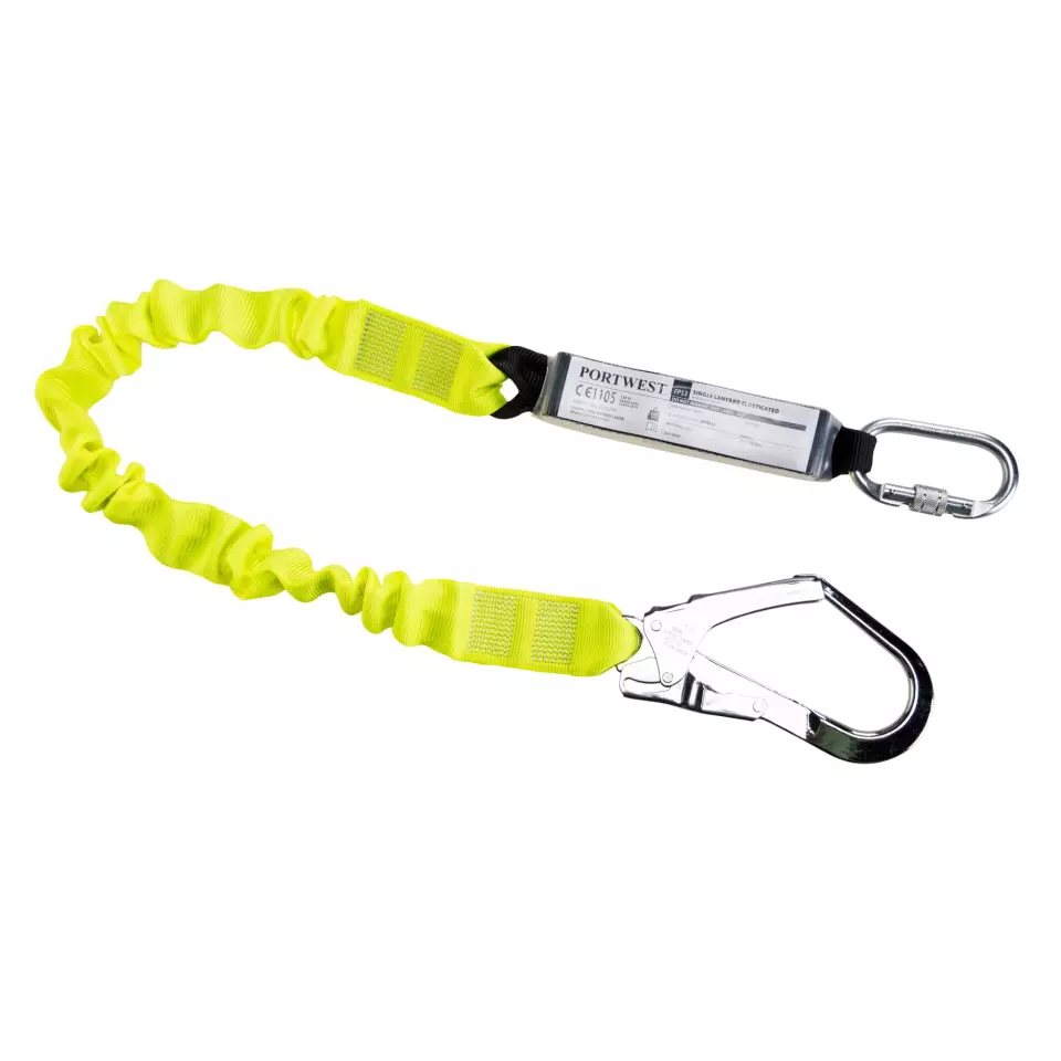 Portwest FP53YER, Single Elasticated 1.8m Lanyard With Shock Absorber, Yellow, image 1, gallery thumbnail