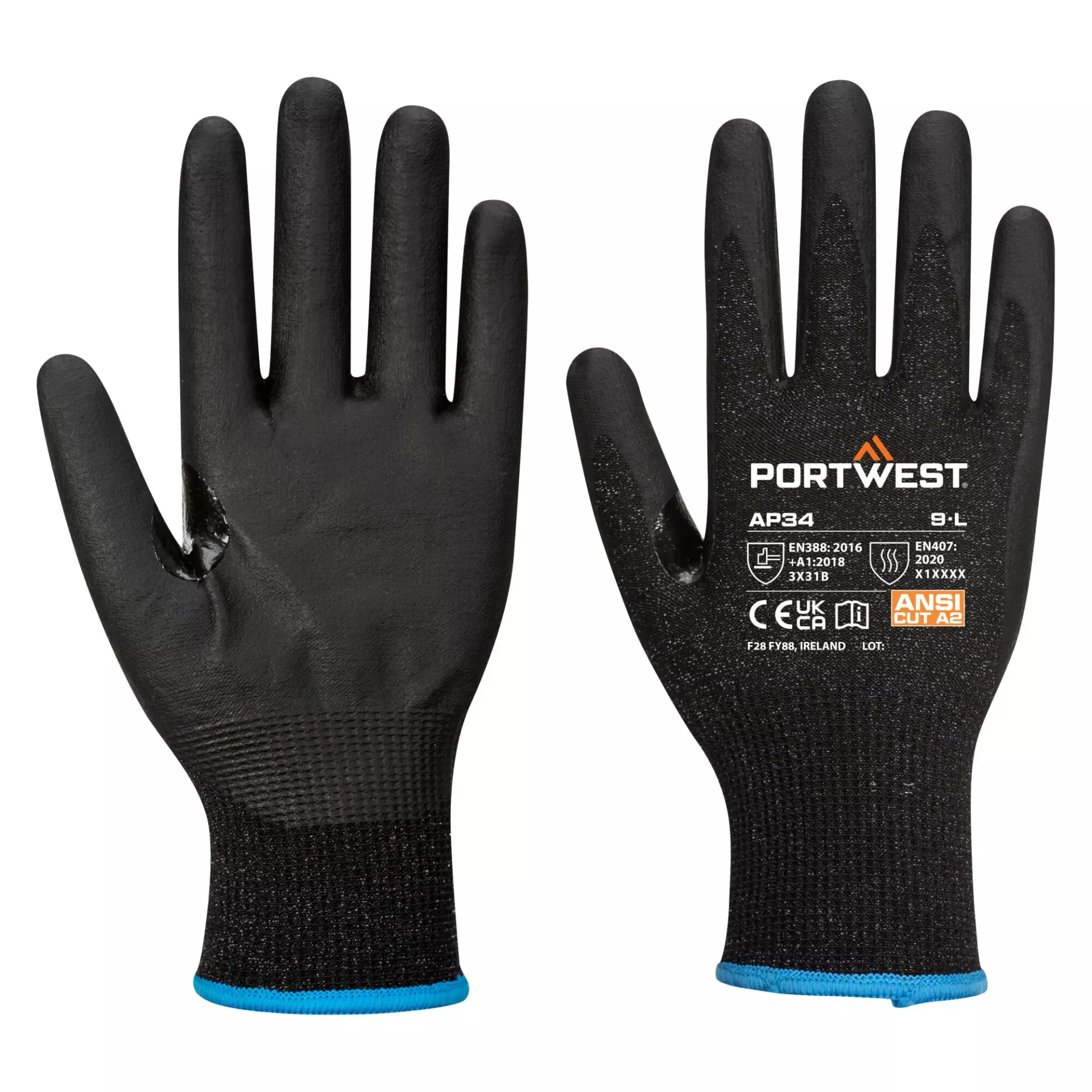 Portwest AP34K8R, LR15 Nitrile Foam Touchscreen Glove, Black, image 2