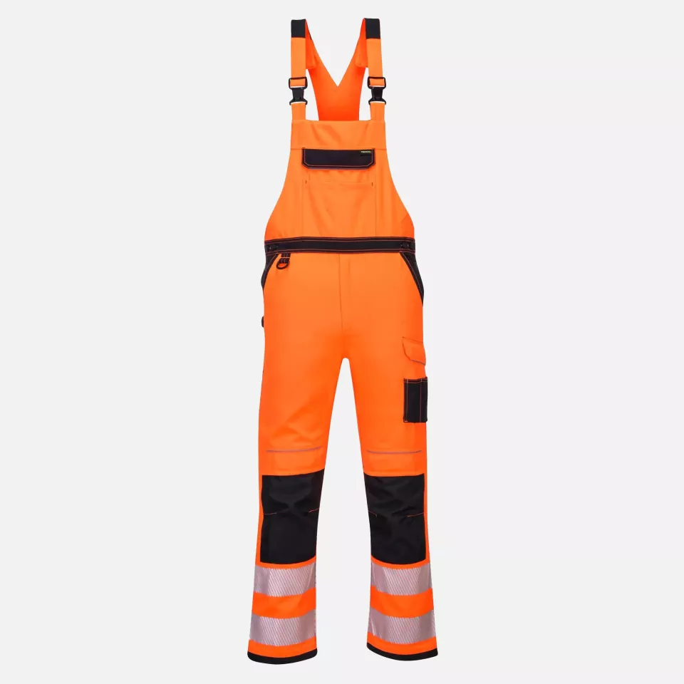 Portwest PW344OBR, PW3 Hi-Vis Bib and Brace, Orange/Black, image 1, gallery thumbnail