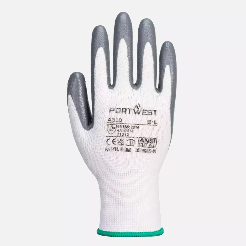 Portwest A310GRW, Flexo Grip Nitrile Glove, Grey/White, image 1, gallery thumbnail