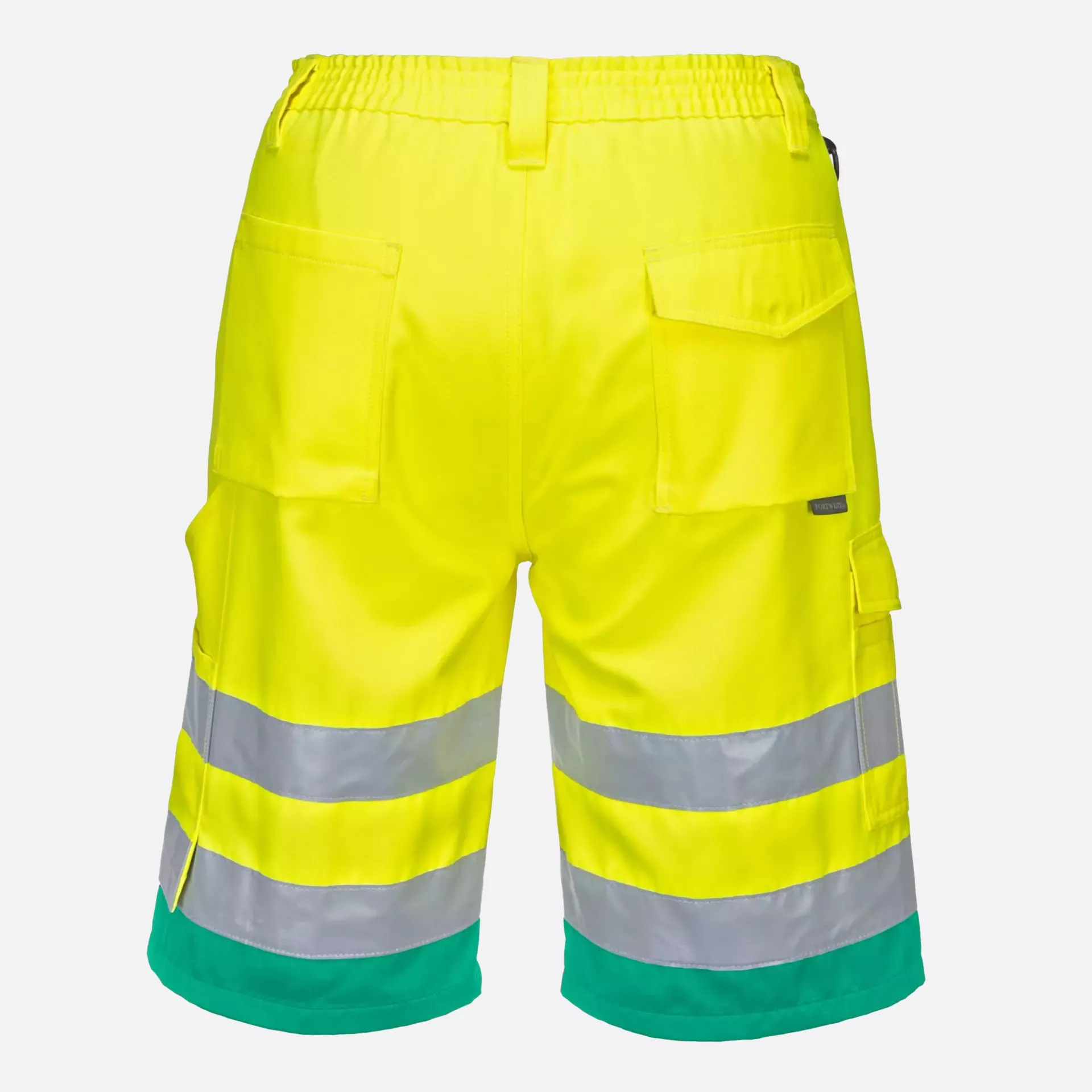 Portwest L043YTR, Hi-Vis Lightweight Polycotton Shorts, Yellow/Teal, image 2