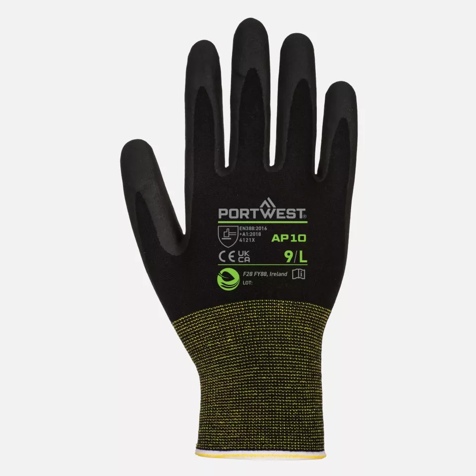 Portwest AP10K8R, NPR15 Foam Nitrile Bamboo Glove, Black, image 1, gallery thumbnail