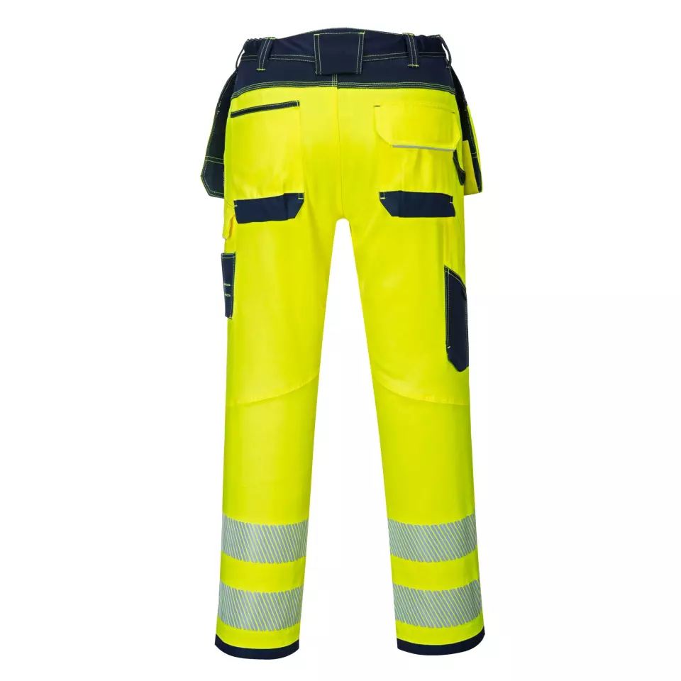 Portwest T501YNR, PW3 Hi-Vis Holster Pocket Work Trousers, Yellow/Navy, image 2, gallery thumbnail