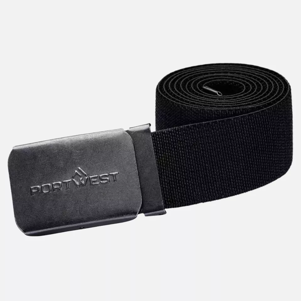 Portwest C105BKR, Elasticated Work Belt, Black, image 1, gallery thumbnail