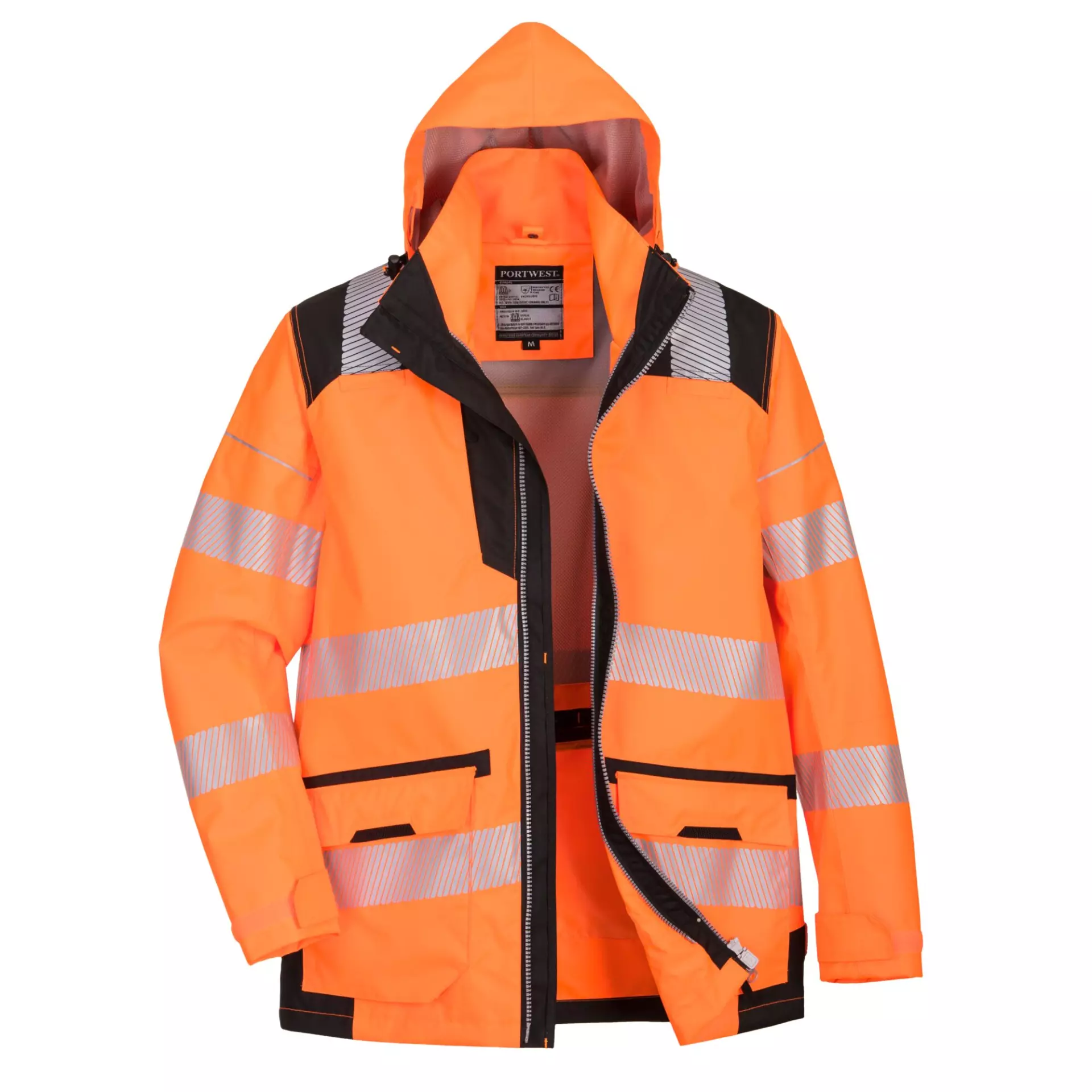 Portwest PW367OBR, PW3 Hi-Vis Breathable 5-in-1 Jacket, Orange/Black, image 1