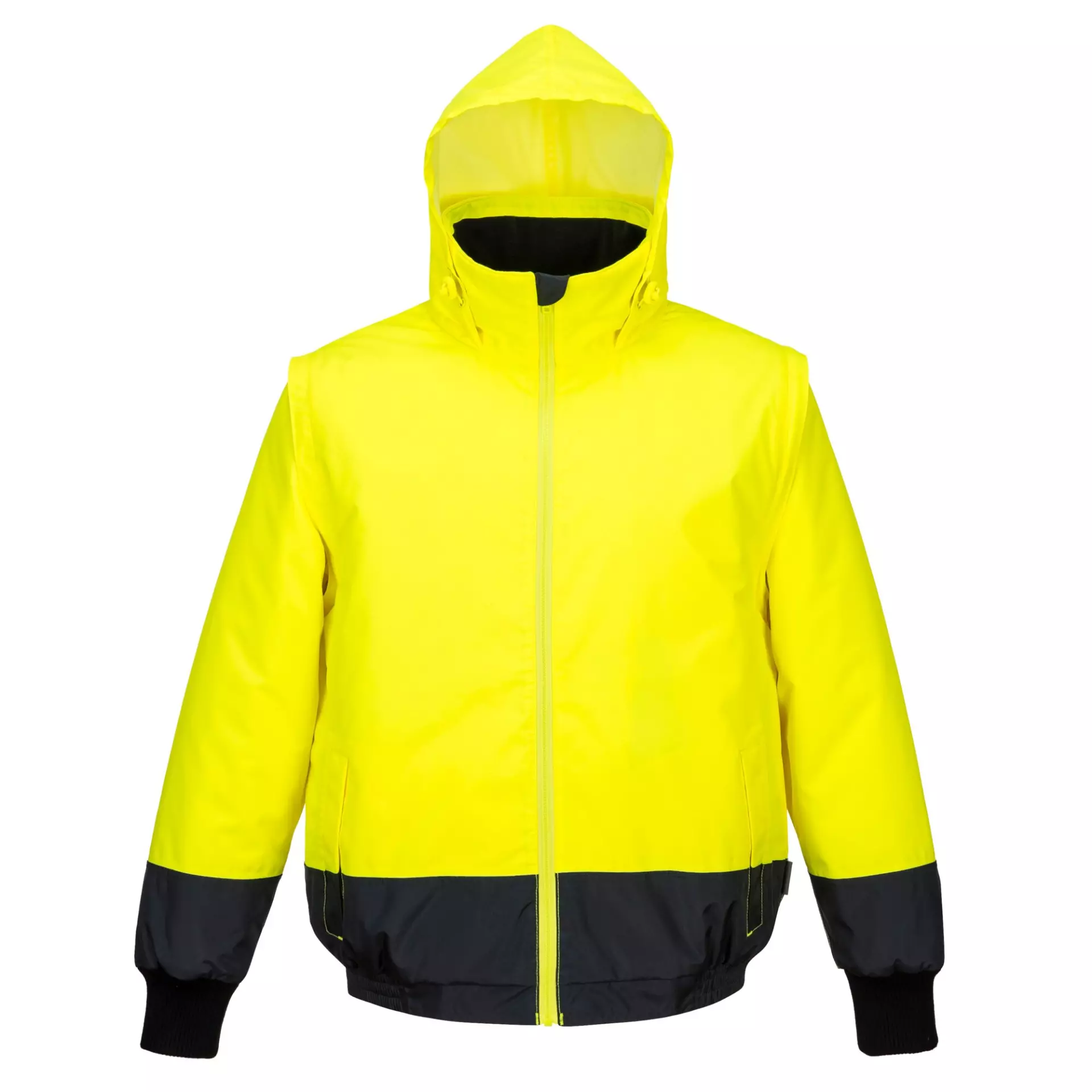 Portwest C464YNR, Hi-Vis 2-in-1 Contrast Essential Lite Bomber Jacket, Yellow/Navy, image 10