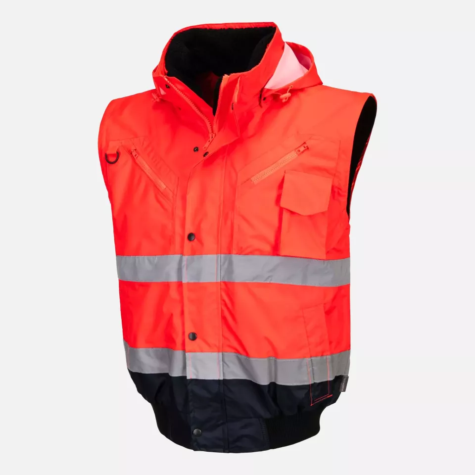 Portwest C465RNR, Hi-Vis 3-in-1 Contrast Bomber Jacket, Red/Navy, image 5, gallery thumbnail