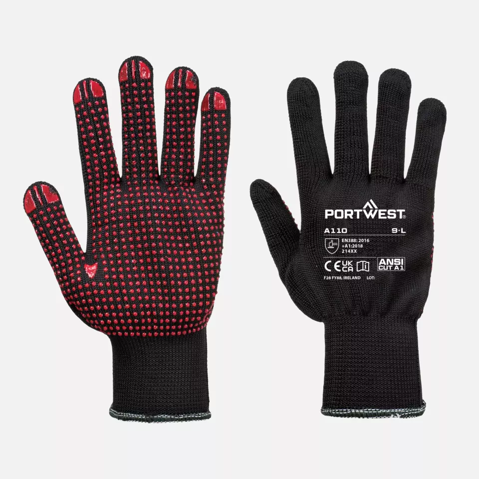 Portwest A110BKR, Polka Dot Glove, Black, image 3, gallery thumbnail