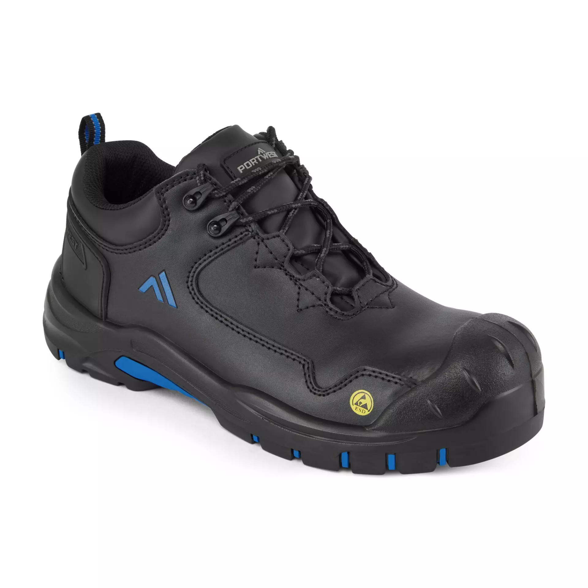 Portwest FC19BKB, Composite Action Leder Halbschuh S3S ESD HRO SR SC FO, Schwarz/Blau, image 3