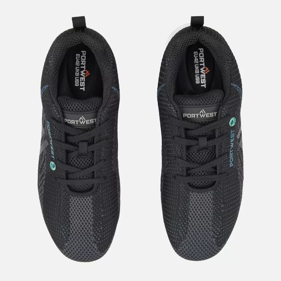 Portwest FC06BKB, Eco Fly Composite Trainer S1PS SR FO, Black/Blue, image 3, gallery thumbnail