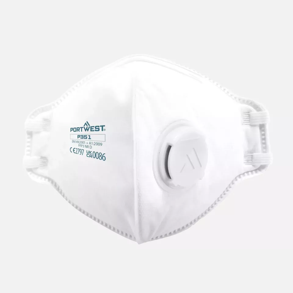 Portwest P351WHR, FFP3 Dolomit Faltmaske mit Ventil, Weiß, image 1, gallery thumbnail