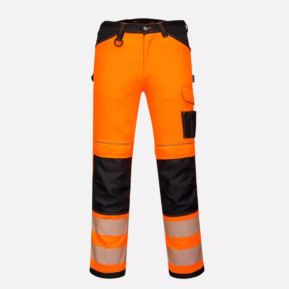 Portwest PW340OBS, PW3 Hi-Vis Work Trousers, Orange/Black Short, image 1, gallery thumbnail