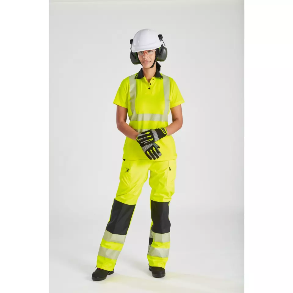 Portwest LW72YBR, Hi-Vis Women's Cotton Comfort Pro Polo Shirt S/S, Yellow/Black, image 6, gallery thumbnail