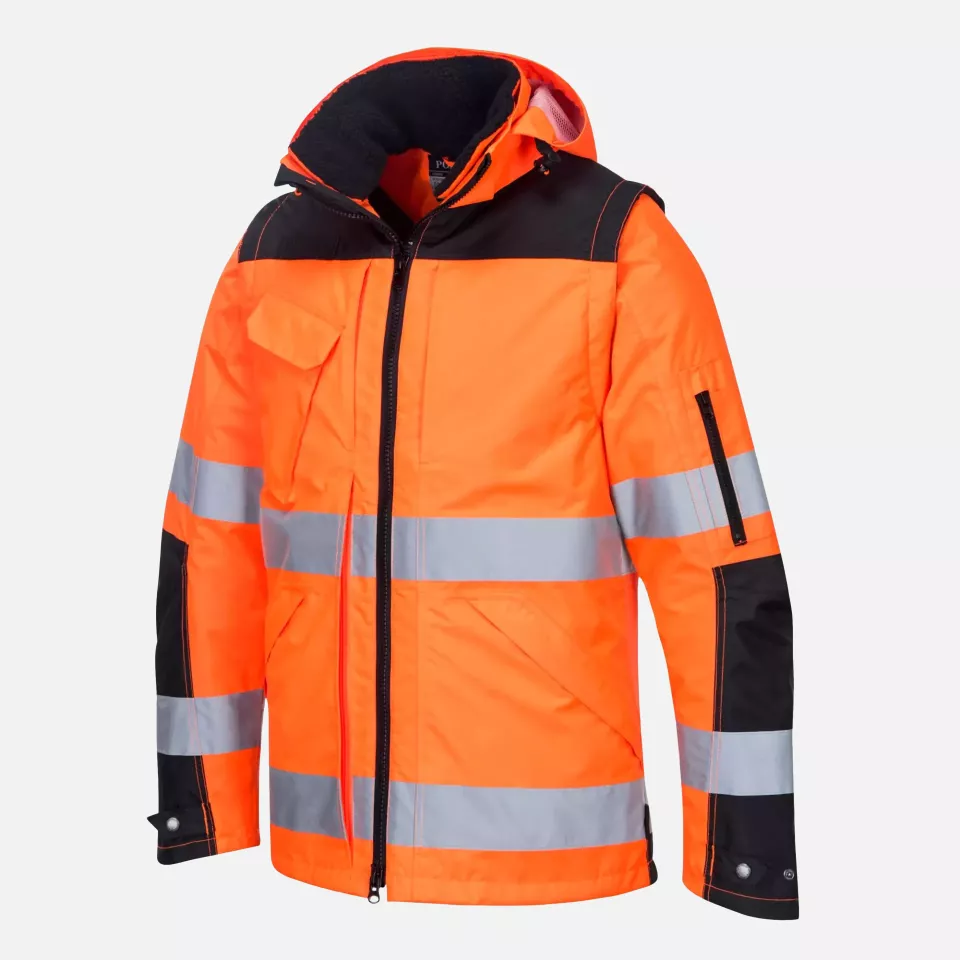 Portwest C469OBR, Hi-Vis 3-in-1 Contrast Winter Pro Jacket, Orange/Black, image 3, gallery thumbnail