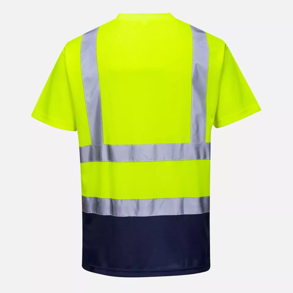 Portwest S378YNR, Hi-Vis Contrast T-Shirt S/S, Yellow/Navy, image 2, gallery thumbnail