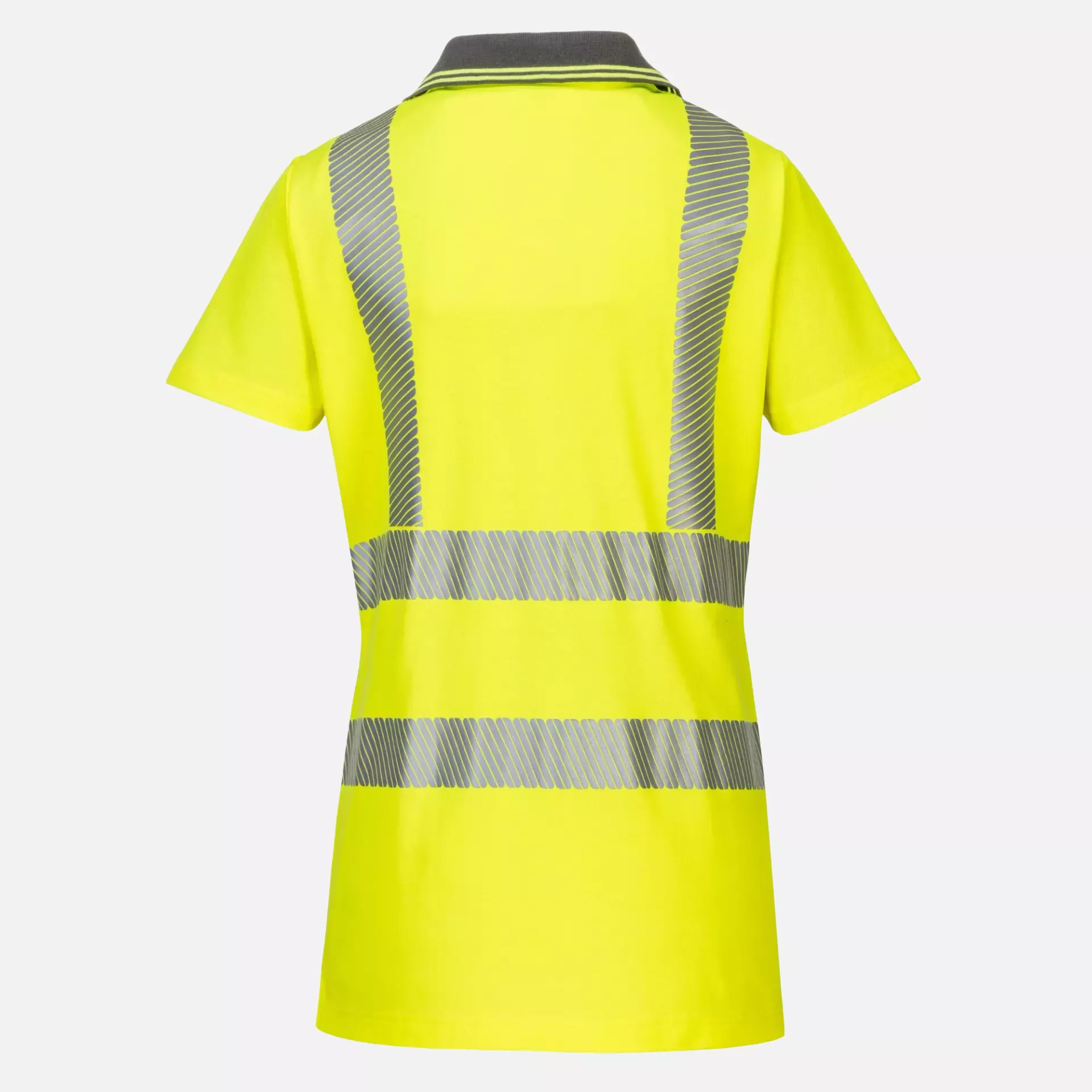 Portwest LW72YGY, Hi-Vis Women's Cotton Comfort Pro Polo Shirt S/S, Yellow/Grey, image 2