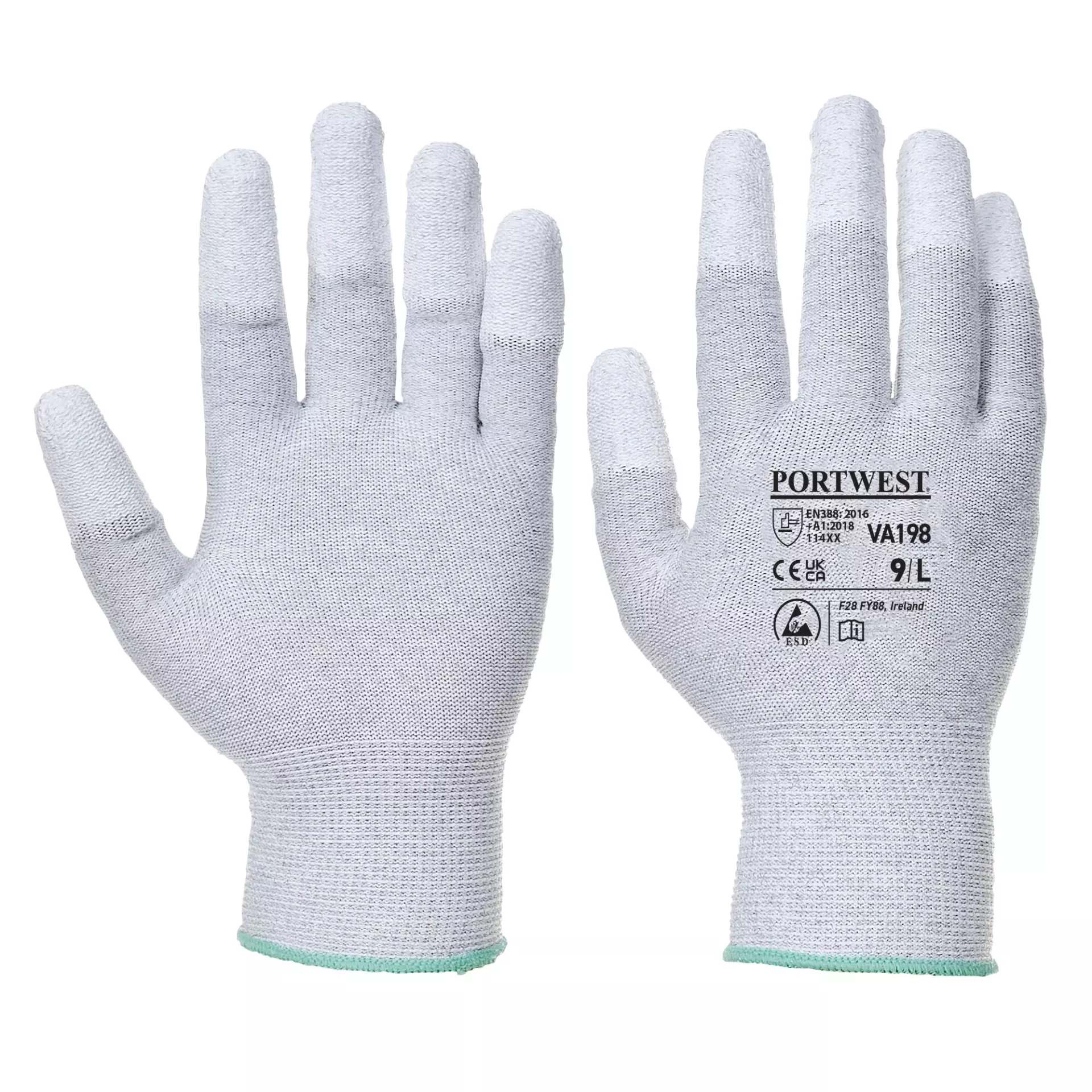 Portwest VA198G7R, Vending Antistatic PU Fingertip Glove, Grey, image 1