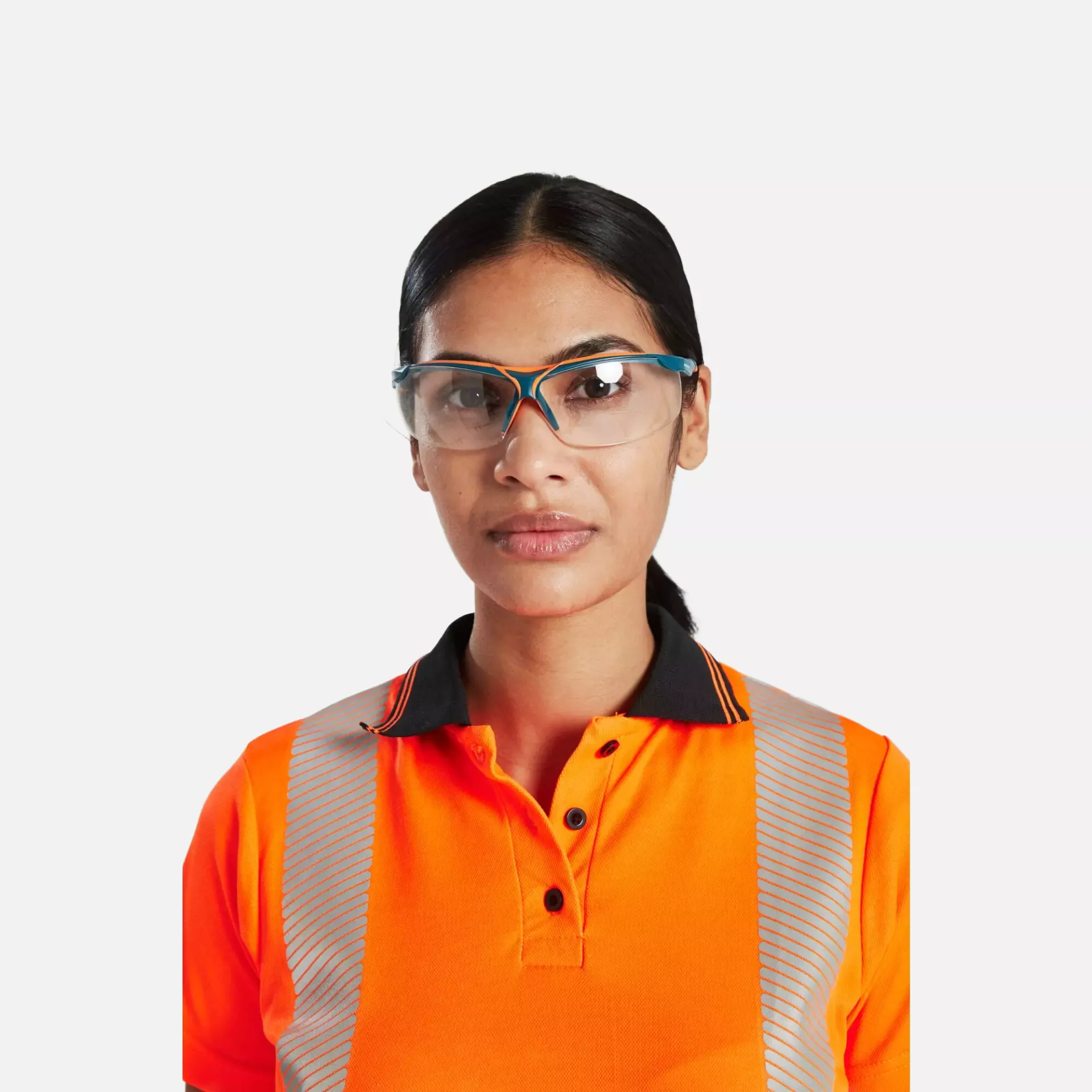 Portwest LW72OBR, Hi-Vis Women's Cotton Comfort Pro Polo Shirt S/S, Orange/Black, image 4