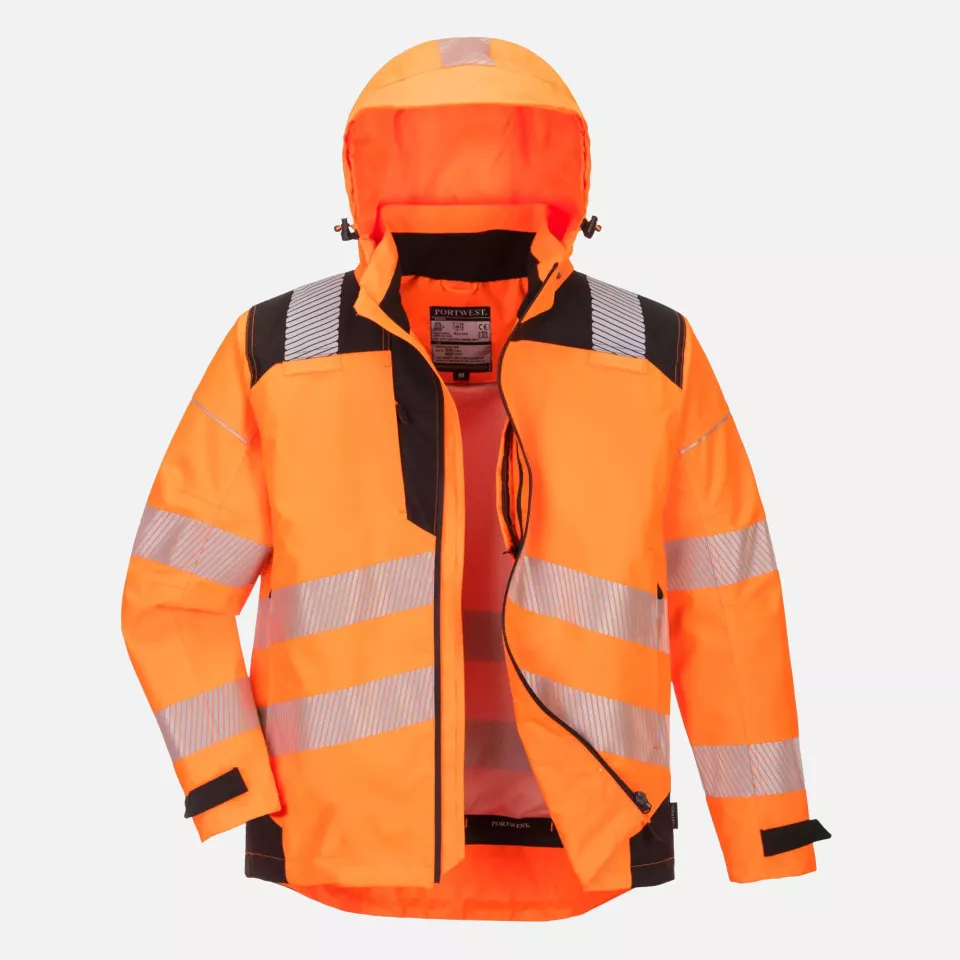 Portwest PW360OBR, PW3 Hi-Vis Extreme Rain Jacket, Orange/Black, image 3, gallery thumbnail