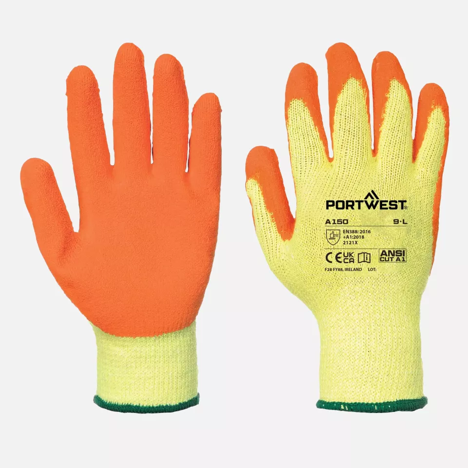 Portwest A150ORR, Classic Grip Glove - Latex, Orange, image 3, gallery thumbnail