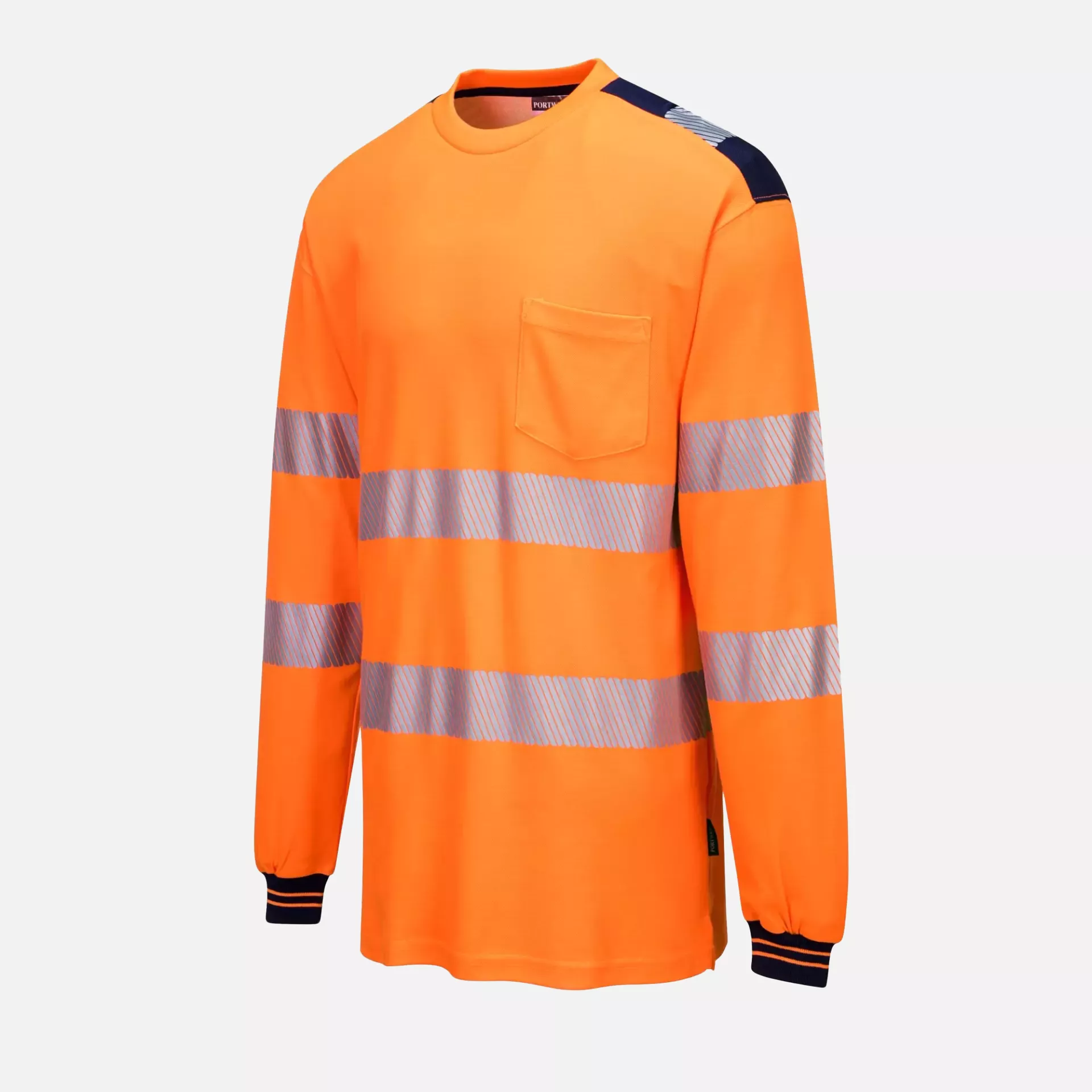 Portwest T185ONR, PW3 Hi-Vis Cotton Comfort T-Shirt L/S, Orange/Navy, image 3