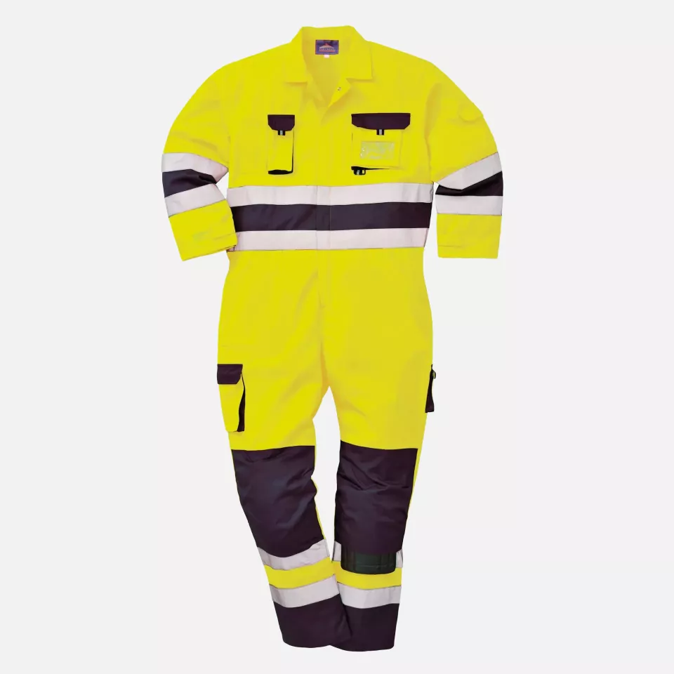 Portwest TX55YNR, Nantes Hi-Vis Contrast Work Coverall, Yellow/Navy, image 3, gallery thumbnail