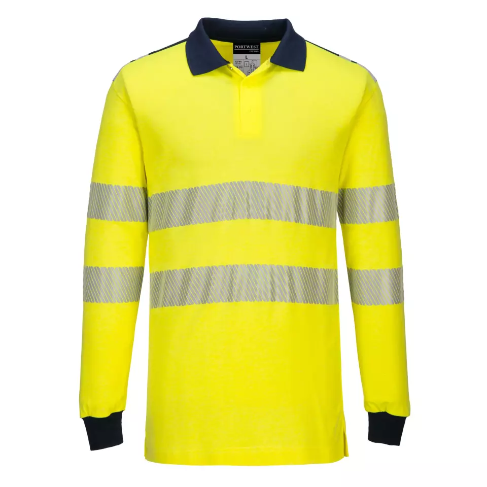 Portwest FR702YNR, PW3 FR Modaflame Hi-Vis Poloshirt, Gelb/Marine, image 1, gallery thumbnail