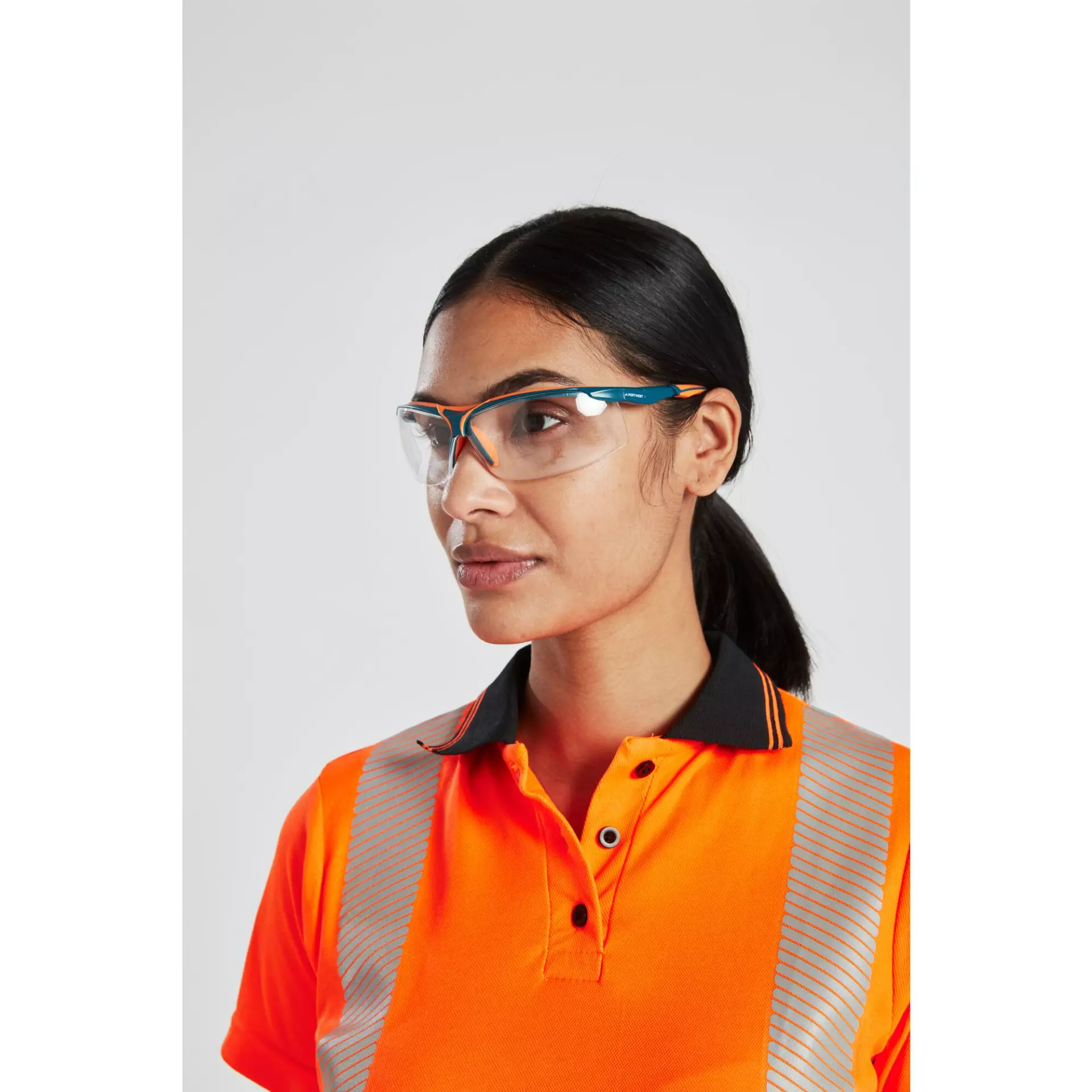 Portwest LW72OBR, Hi-Vis Women's Cotton Comfort Pro Polo Shirt S/S, Orange/Black, image 8