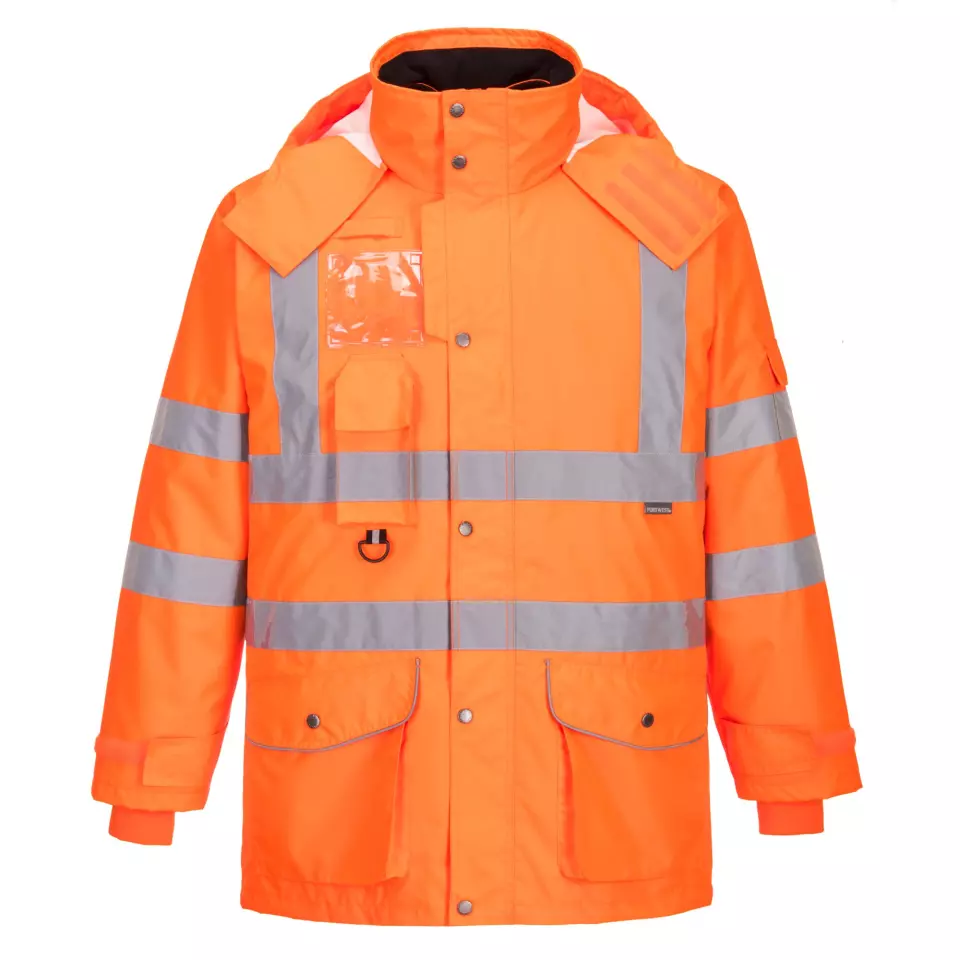 Portwest RT27ORR, Hi-Vis Breathable 7-in-1 Traffic Jacket, Orange, image 1, gallery thumbnail