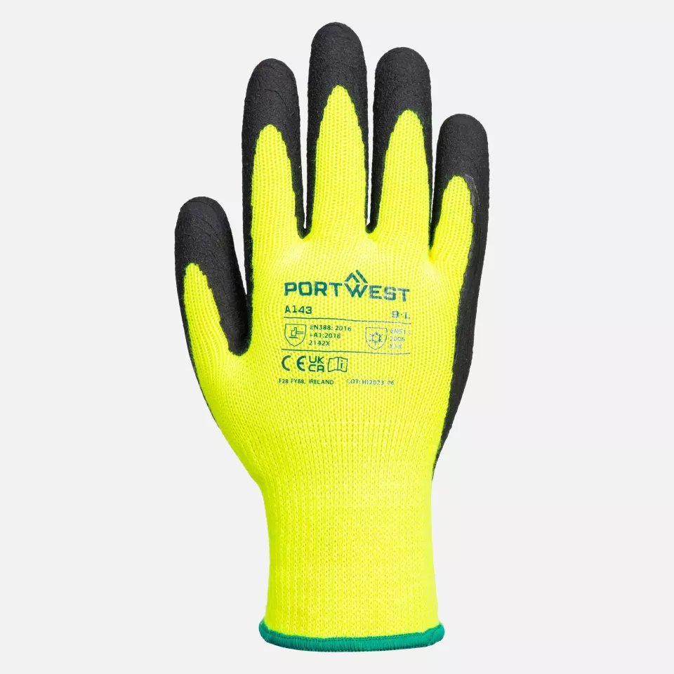 Portwest A143Y8R, Thermal Soft Grip Glove, Yellow/Black, image 2, gallery thumbnail