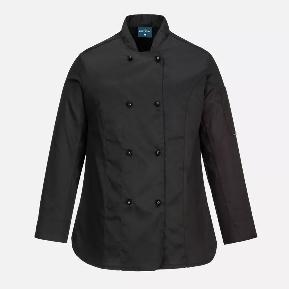 Portwest C837BKR, Chef's Women's MeshAir Rachel Jacket L/S, Black, image 1, gallery thumbnail