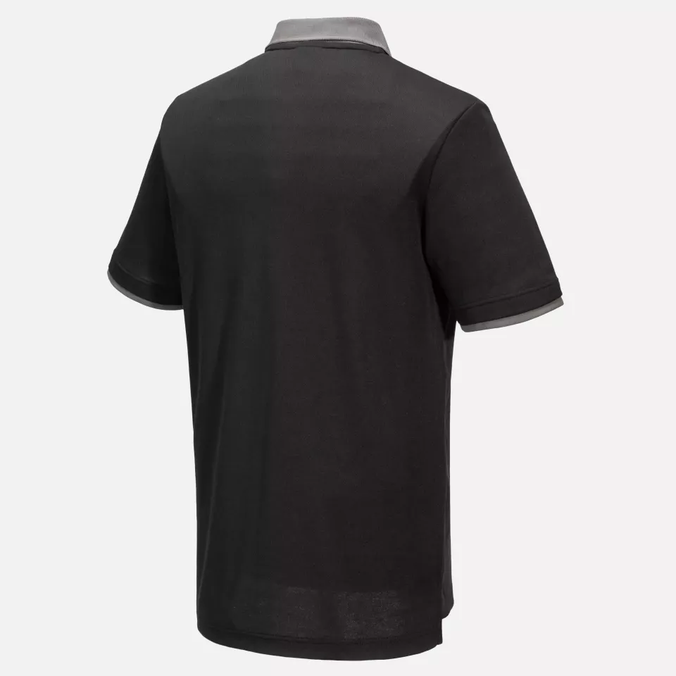 Portwest PW210BZR, PW2 Cotton Comfort Poloshirt Kurzarm, Schwarz/Zoom Grau, image 3, gallery thumbnail