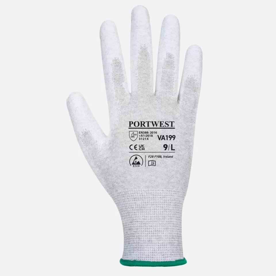 Portwest VA199G7R, Vending Antistatic PU Palm Glove, Grey, image 2, gallery thumbnail
