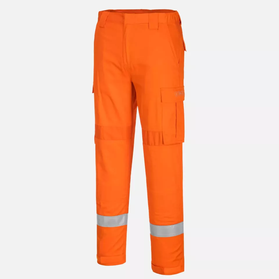 Portwest FR401ORR, Bizflame Work Lightweight Stretch Panelled Trousers, Orange, image 2, gallery thumbnail