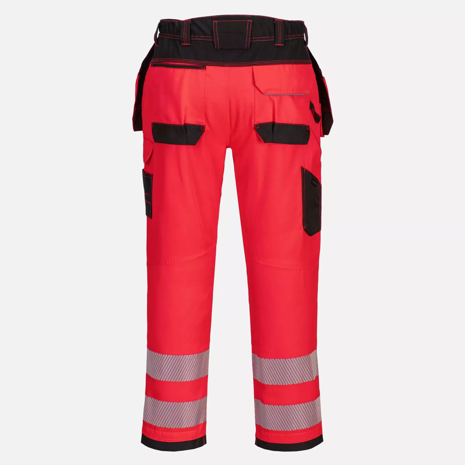 Portwest T501RBK, PW3 Hi-Vis Arbeitshose mit Holstertaschen, Rot/Schwarz, image 2