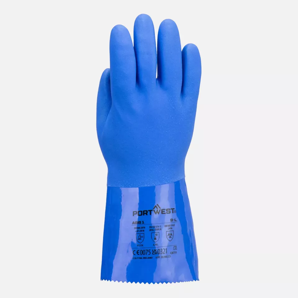 Portwest A881BLU, Marine Ultra PVC Chem Gauntlet, Blue, image 3, gallery thumbnail