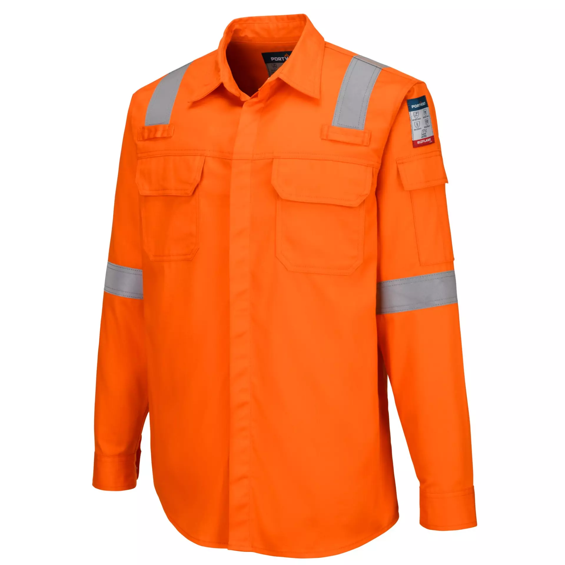 Portwest FR720ORR, Bizflame Work Lightweight Anti-Static FR Shirt, Orange, image 4