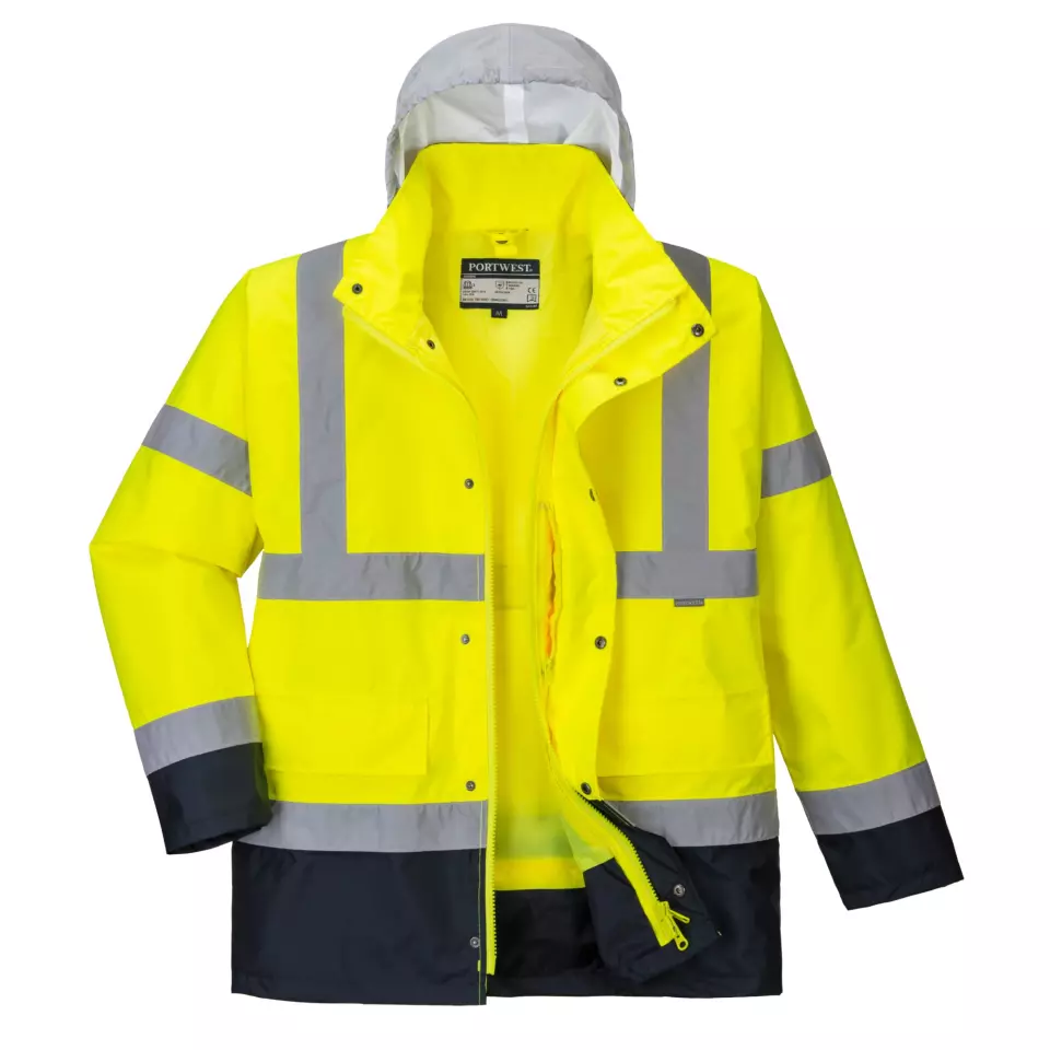 Portwest S471YNR, Warnschutz 4-in-1 Kontrast Verkehrsjacke, Gelb/Marine, image 1, gallery thumbnail