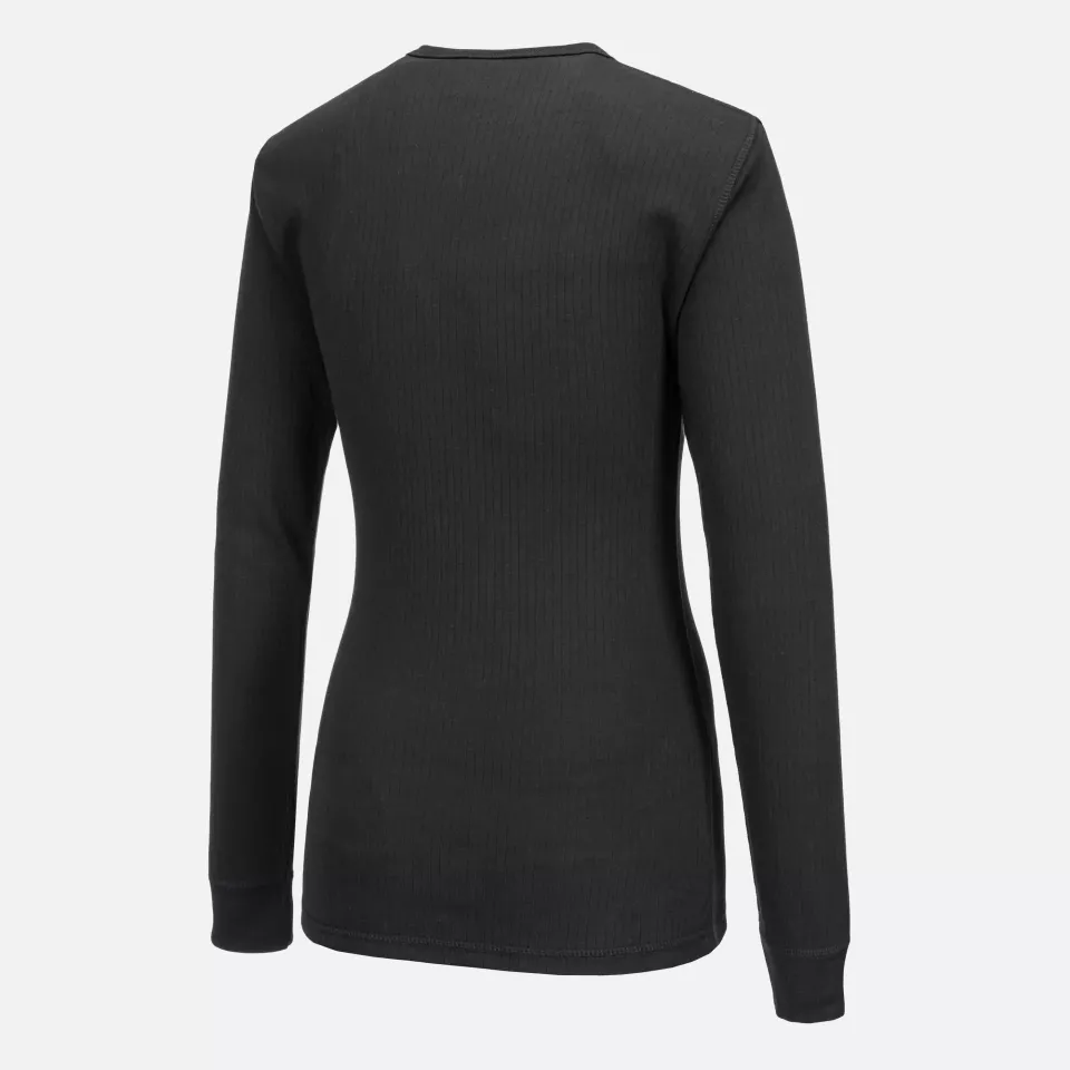 Portwest B126BKR, Women's Thermal T-Shirt Long Sleeve, Black, image 3, gallery thumbnail