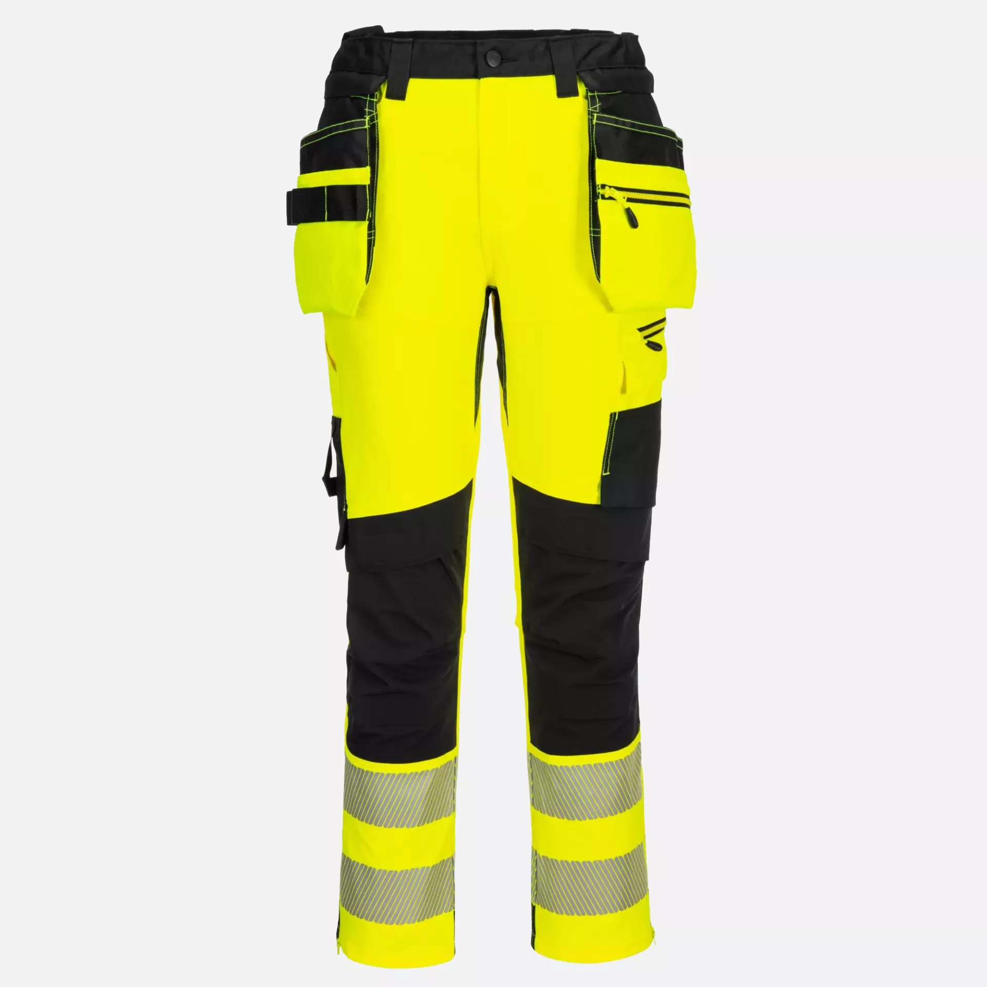 Portwest DX454YBR, DX4 Hi-Vis Detachable Holster Pocket Craft Trousers, Yellow/Black, image 1