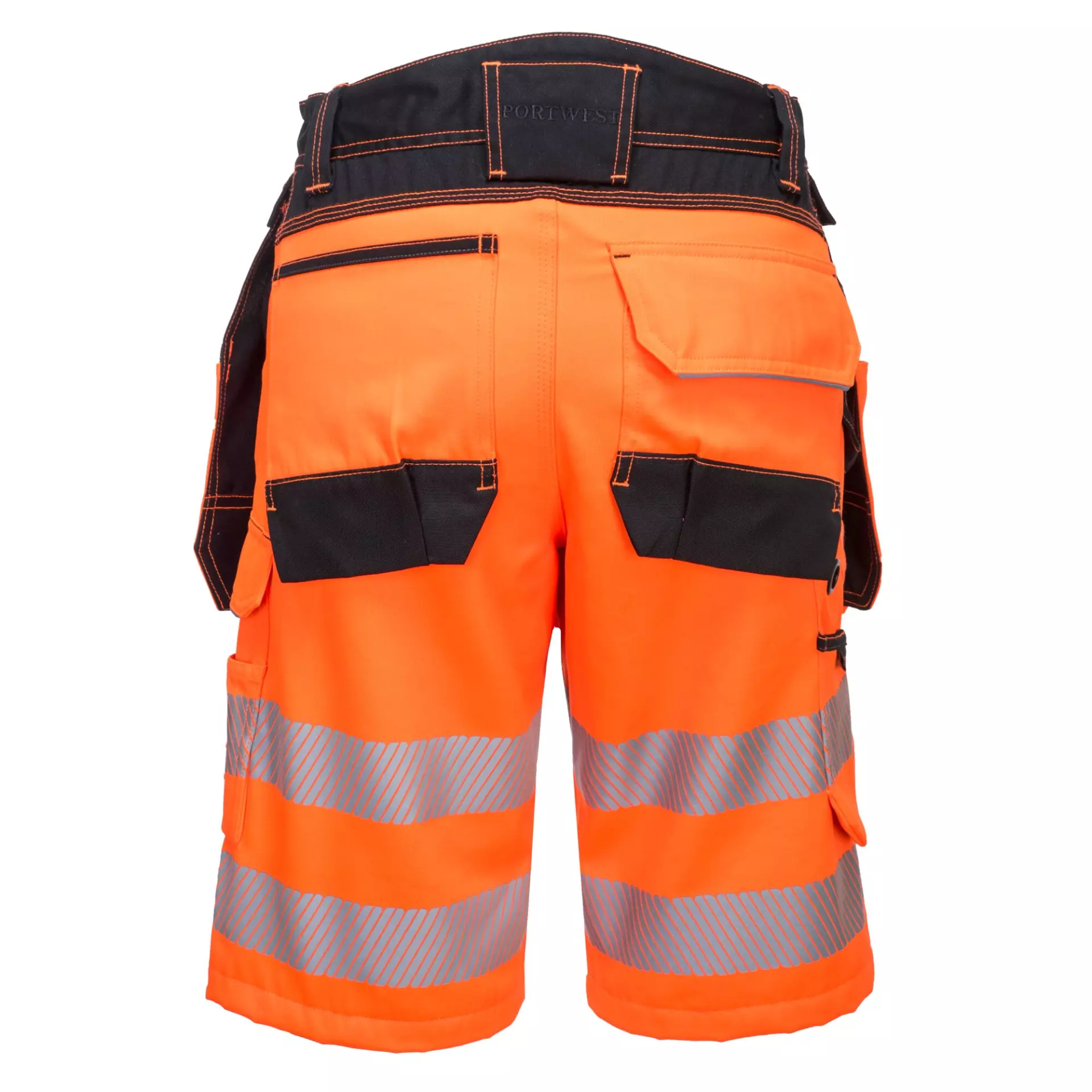 Portwest PW343OBR, PW3 Hi-Vis Holster Pocket Shorts, Orange/Black, image 2