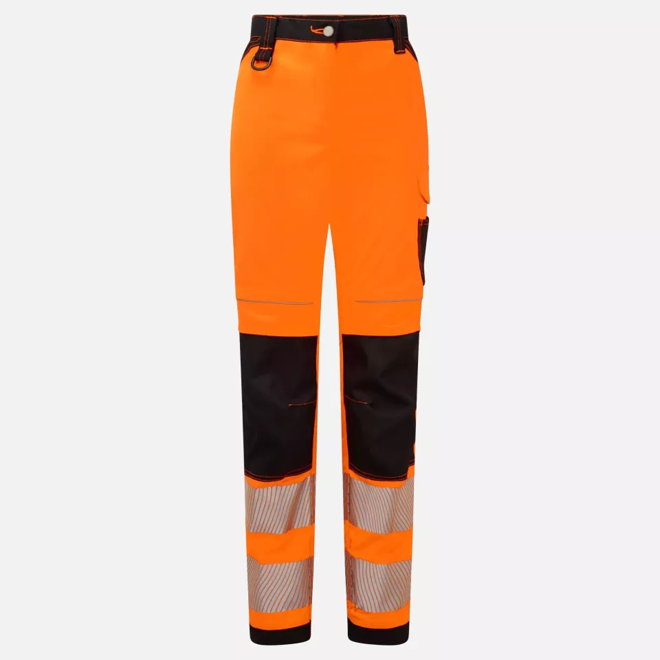 Portwest PW385OBR, PW3 Hi-Vis Women's Stretch Work Trousers, Orange/Black, image 1, gallery thumbnail