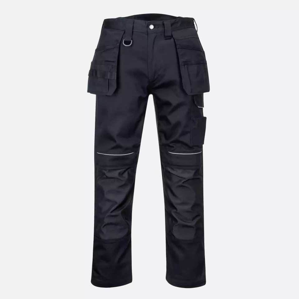 Portwest PW347BKR, PW3 Cotton Work Holster Trousers, Black, image 1, gallery thumbnail