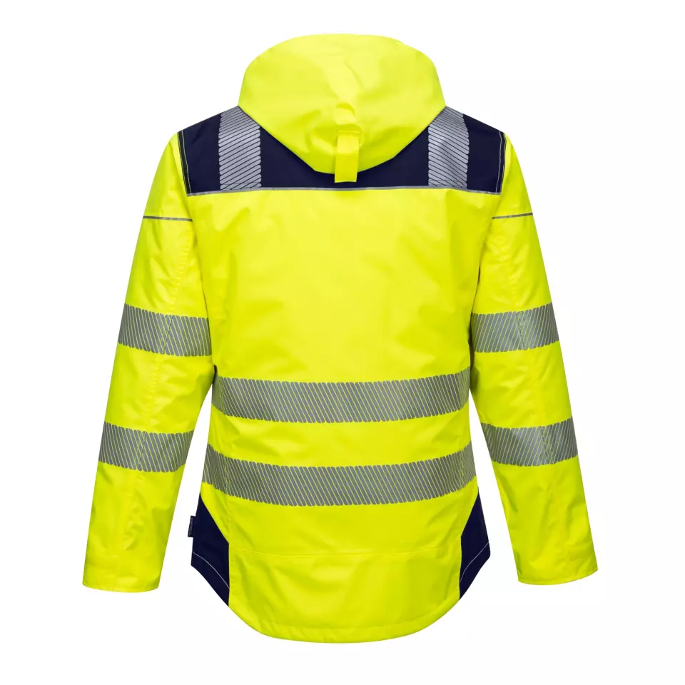 Portwest T400YNR, PW3 Hi-Vis Winter Jacket, Yellow/Navy, image 2, gallery thumbnail