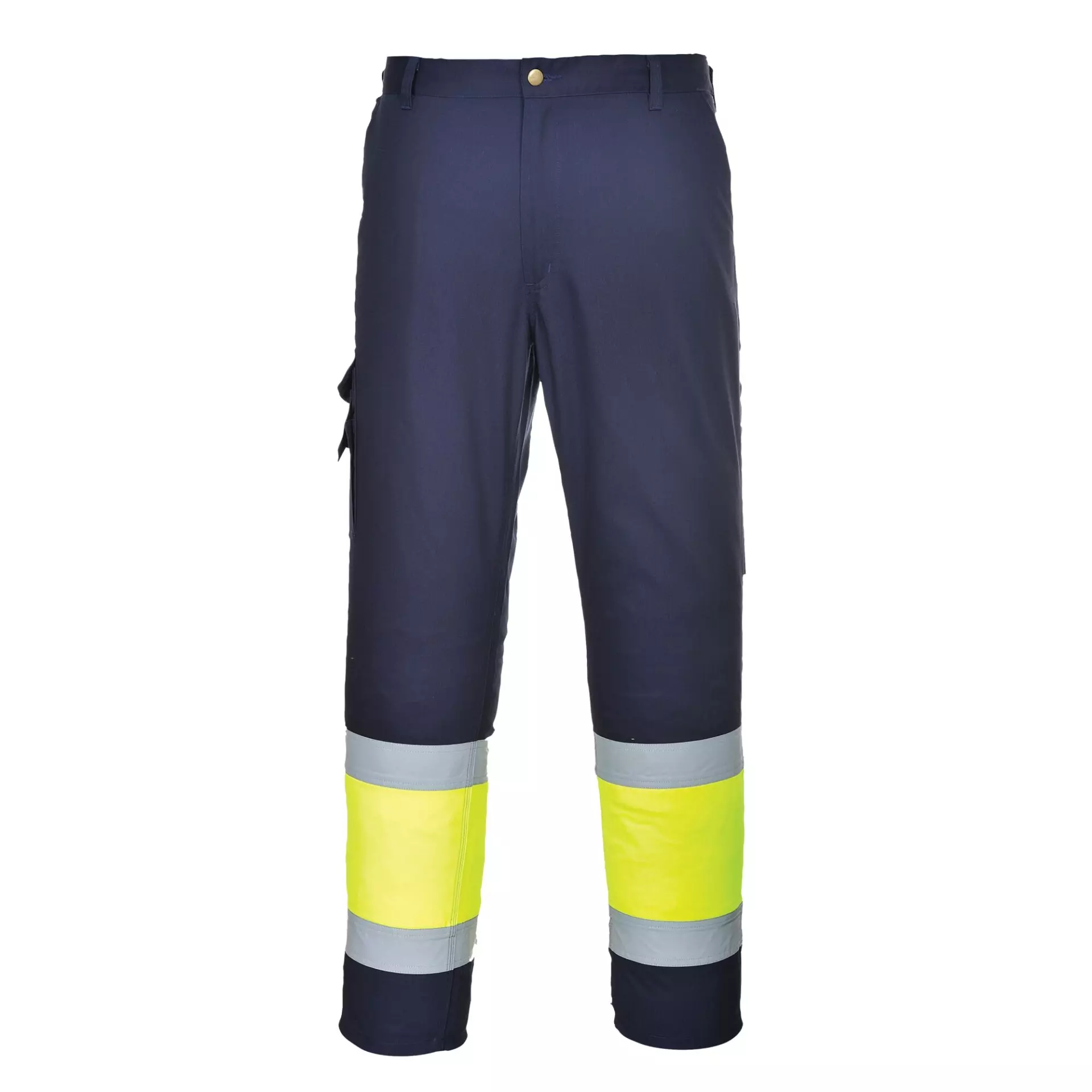 Portwest L049YNR, Hi-Vis Lightweight Contrast Class 1 Service Trousers, Yellow/Navy, image 1