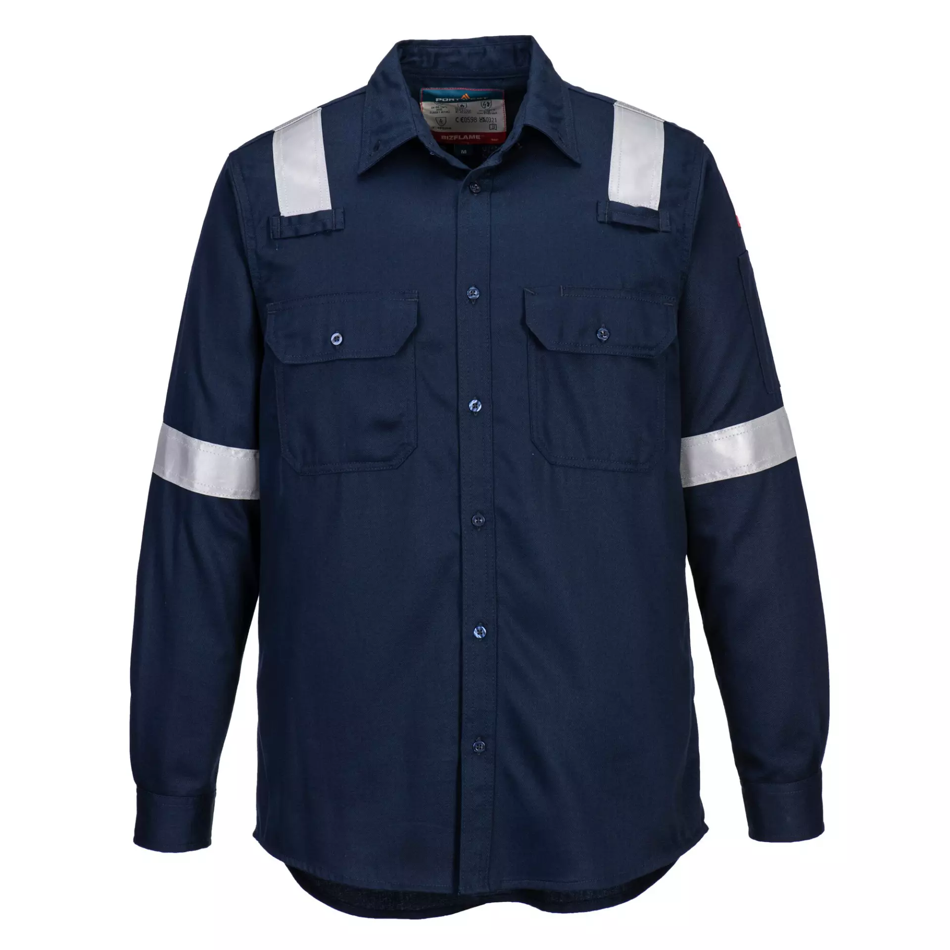 Portwest FR720NAR, Bizflame Work Lightweight Anti-Static FR Shirt, Navy, image 7