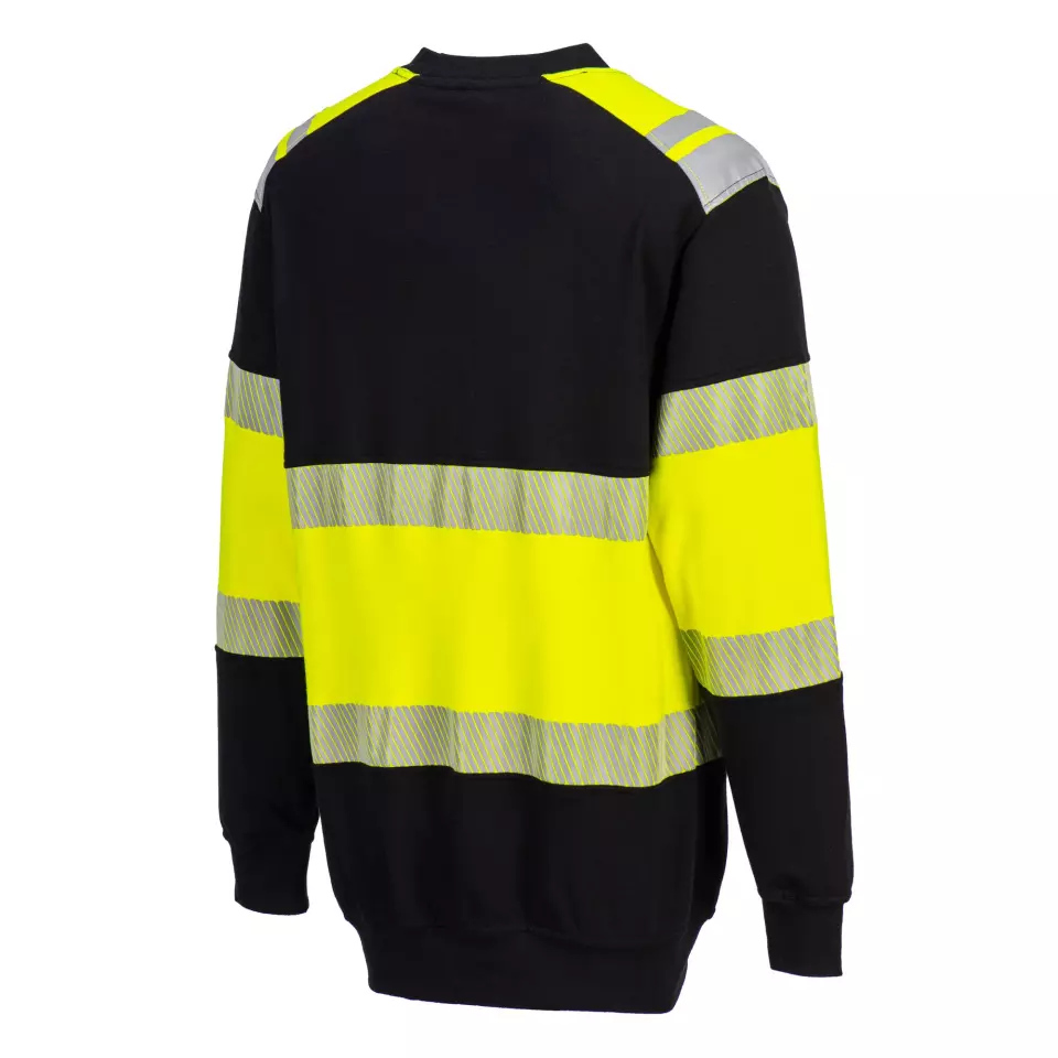 Portwest FR716YBR, PW3 FR Modaflame Hi-Vis Class 1 Sweatshirt, Yellow/Black, image 3, gallery thumbnail