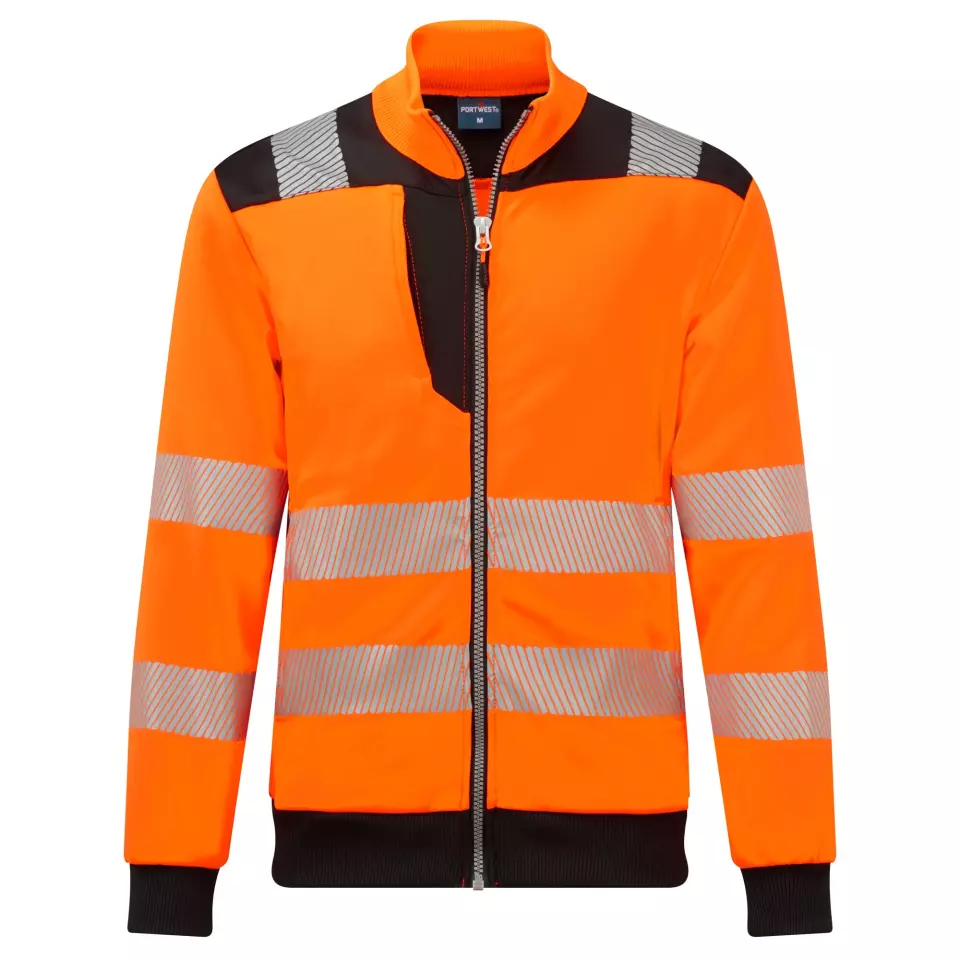 Portwest PW370OBR, PW3 Hi-Vis Zip Sweatshirt, Orange/Black, image 1, gallery thumbnail
